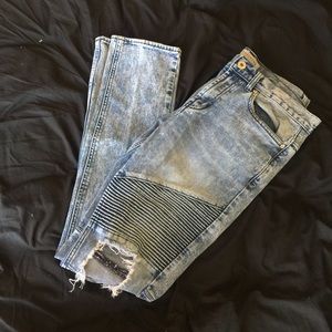 PacSun Light Moto Destroy Stacked Skinny Jeans 31